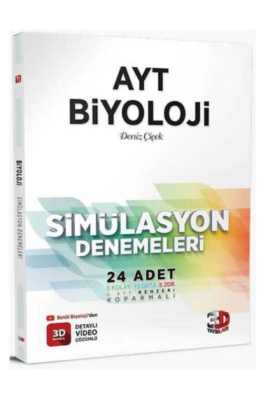 3D Yayınları 2024 AYT Biyoloji Simülasyon Denemeleri - 1