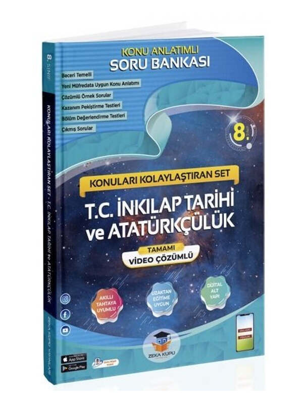 Zeka Küpü Yayınları 8. Sınıf T.C. İnkılap Tarihi ve Atatürkçülük Konu Anlatımlı Soru Bankası Video Çözümlü
