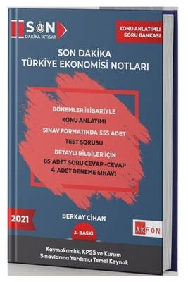 Akfon Yayınları 2021 Kaymakamlık KPSS Son Dakika Türkiye Ekonomisi Notları 3. Baskı - 1