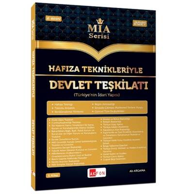 ​Akfon Yayınları Hafıza Teknikleriyle Devlet Teşkilatı (Türkiye’nin İdari Yapısı) MİA Serisi - 1