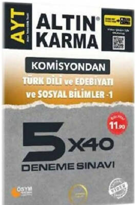 Altın Karma Yayınları AYT Türk Dili ve Edebiyatı ve Sosyal Bilimler 1 Komisyondan 5x40 Deneme Sınavı - 1