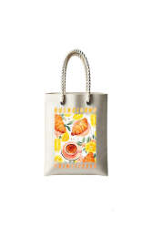 Çantasepette Kuruvasan Suluboya Temalı Fermuarlı Günlük Kullanım Bez Çanta - Çantasepette