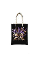 Çantasepette Lavanta Temalı Fermuarlı Günlük Kullanım Bez Çanta - Çantasepette