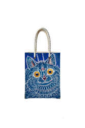 Çantasepette Psychedelic Cat Sanatsal Temalı Fermuarlı Günlük Kullanım Bez Çanta - Çantasepette