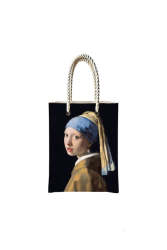 Çantasepette İnci Küpeli Kız Orijinal Tablo Temalı Fermuarlı Günlük Kullanım Bez Çanta - Çantasepette