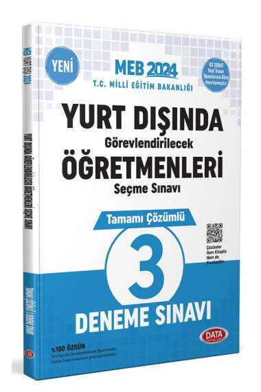 Data Yayınları 2024 MEB Yurt Dışında Görevlendirilecek Öğretmenleri Seçme Sınavı Tamamı Çözümlü 3 Deneme Sınavı - 1