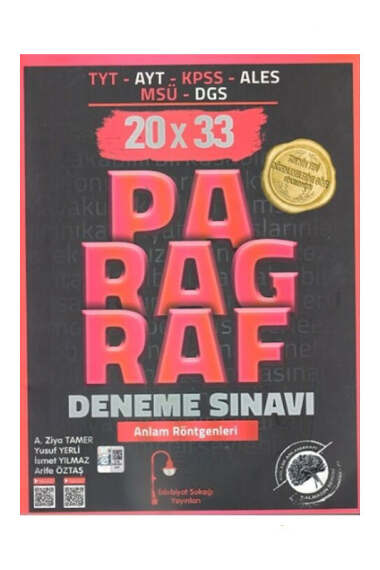 Edebiyat Sokağı TYT-AYT-KPSS-ALES-MSÜ-DGS Paragraf 20x33 Deneme Sınavı - 1