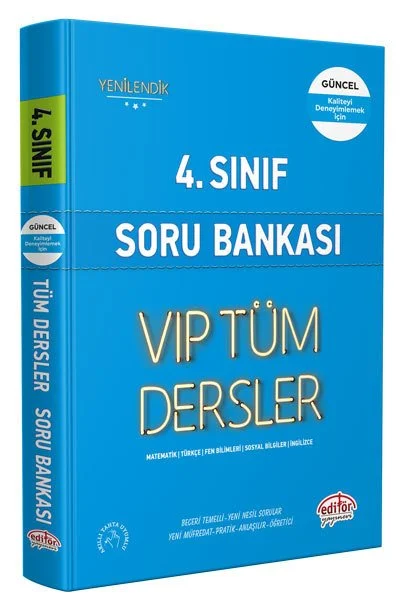 Editör Yayınevi - Editör Yayınları 4. Sınıf VIP Tüm Dersler Soru Bankası Mavi Kitap