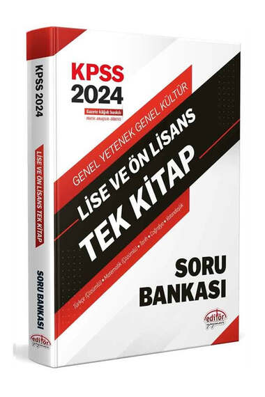 Editör Yayınları 2024 KPSS Lise ve Önlisans Tek Kitap Soru Bankası - 1