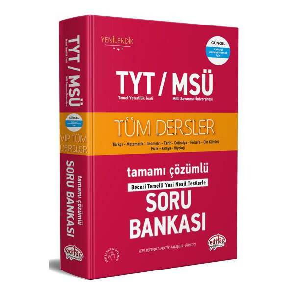 Editör Yayınevi TYT / MSÜ Tüm Dersler Tamamı Çözümlü Soru Bankası
