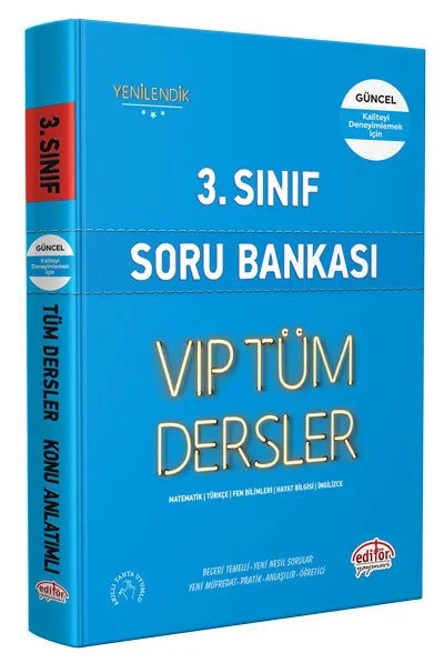 Editör Yayınevi - Editör Yayınları 3. Sınıf VIP Tüm Dersler Soru Bankası Mavi Kitap