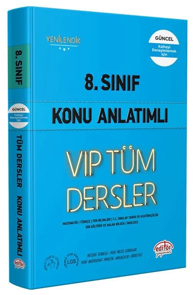 Editör Yayınevi 8. Sınıf VIP Tüm Dersler Konu Anlatımlı Mavi Kitap - Editör Yayınları