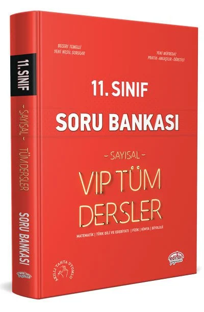 Editör Yayınları 11. Sınıf VIP Tüm Dersler (Sayısal) Soru Bankası Kırmızı Kitap - Editör Yayınları