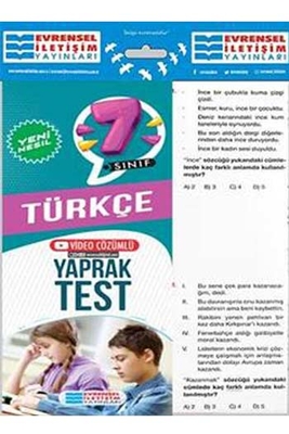 Evrensel İletişim Yayınları 7. Sınıf Türkçe Yeni Nesil Video Çözümlü Yaprak Test - 1