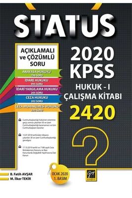 Gazi Kitabevi 2020 KPSS A Gurubu STATUS Hukuk-1 Çalışma Kitabı - 1