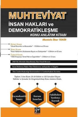 Gazi Kitabevi Muhteviyat İnsan Hakları ve Demokratikleşme Konu Anlatım Kitabı - 1