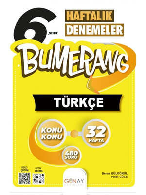 Günay Yayınları 6. Sınıf Bumerang 32 Haftalık Türkçe Denemeleri - 1