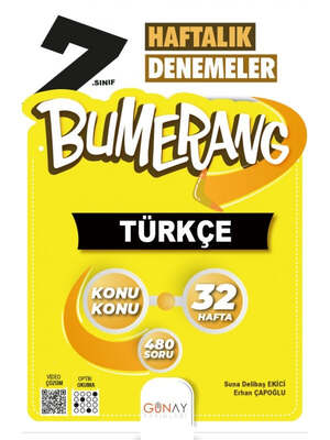 Günay Yayınları 7.Sınıf Bumerang 32 Haftalık Türkçe Denemeleri - 1