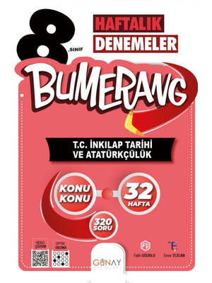 Günay Yayınları 8. Sınıf Bumerang 32 Haftalık T.C. İnkılap Tarihi ve Atatürkçülük Denemeleri - 1