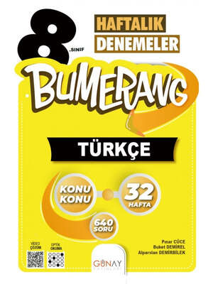 Günay Yayınları 8. Sınıf Bumerang 32 Haftalık Türkçe Denemeleri - 1