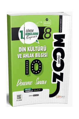 Günay Yayınları 8. Sınıf Din Kültürü ve Ahlak Bilgisi 1. Dönem 10 lu Zoom Serisi Deneme Sınavı - 1