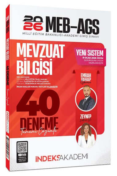 İndeks Akademi 2026 MEB-AGS Mevzuat Bilgisi 40 Deneme Çözümlü - 1