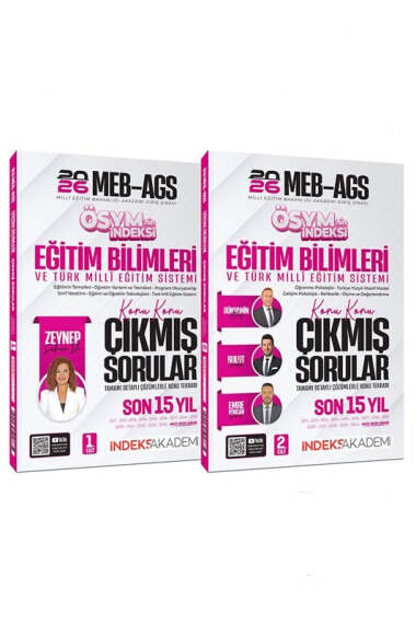 İndeks Akademi 2026 MEB-AGS Eğitim Bilimleri ve Türk Milli Eğitim Sistemi ÖSYM nin İndeksi Çıkmış Sorular Son 15 Yıl Çözümlü Set - 1