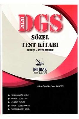 ​İntibak Yayınları 2020 DGS Sözel Test Kitabı - 1