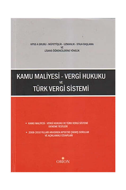 Orion Kitabevi Kamu Maliyesi Vergi Hukuku ve Türk Vergi Sistemi