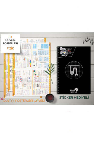 Kime Note TYT Kareli Fizik Okul Defteri Konu Anlatımlı 3 Büyük Poster ve 96 Sticker Hediye (9-10-11-12.Sınıfa Uygun) - 1