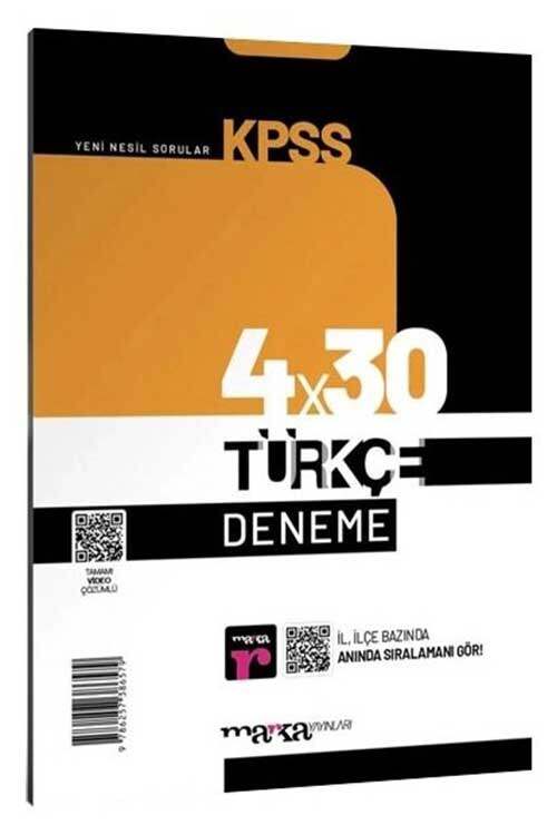 Marka KPSS Türkçe 4x30 Deneme Video Çözümlü Marka Yayınları