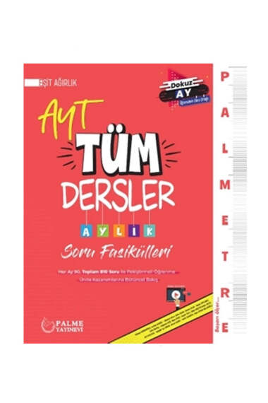 Palme Yayınları 2024 Palmetre AYT Eşit Ağırlık Tüm Dersler Aylık Soru Fasikülleri - 1