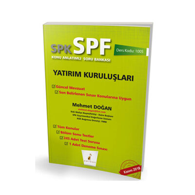 Pelikan Yayınevi SPK - SPF Yatırım Kuruluşları Konu Anlatımlı Soru Bankası 1005 - 1