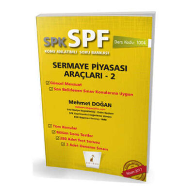 Pelikan Yayınevi SPK - SPF Sermaye Piyasası Araçları 2 Konu Anlatımlı Soru Bankası 1004 - 1