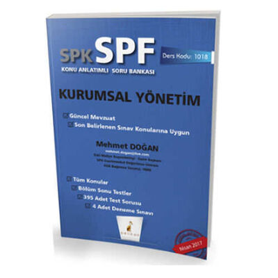 Pelikan Yayınevi SPK - SPF Kurumsal Yönetim Konu Anlatımlı Soru Bankası 1018 - 1