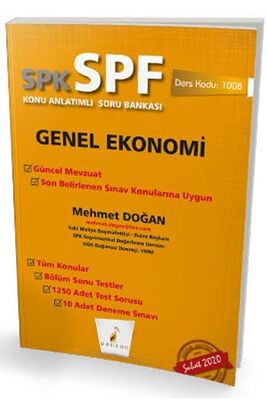 Pelikan Yayınevi SPK - SPF Genel Ekonomi Konu Anlatımlı Soru Bankası 1008 - 1