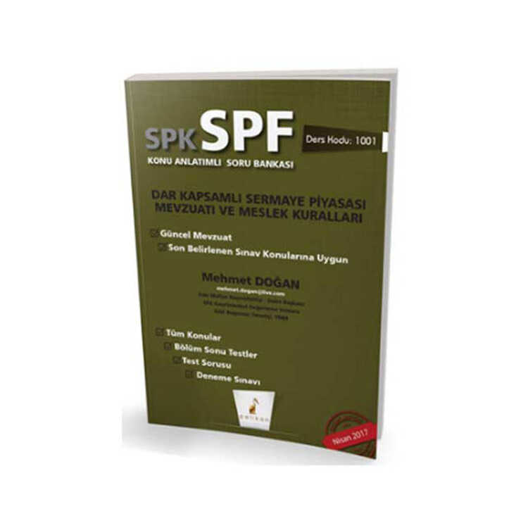 Pelikan Yayıncılık SPK - SPF Dar Kapsamlı Sermaye Piyasası Mevzuatı ve Meslek Kuralları Konu Anlatımlı Soru Bankası 1001
