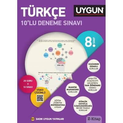 Sadık Uygun Yayınları 8. Sınıf Türkçe 10 lu Deneme Sınavı - 1