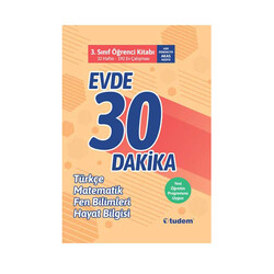 Tudem Yayınları - ​Tudem Yayınları 3. Sınıf Evde 30 Dakika Türkçe Matematik Fen Bilimleri Hayat Bilgisi Soru Ev Çalışması