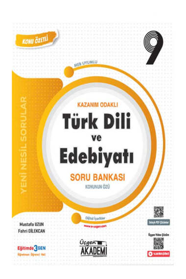 Üçgen Akademi Yayınları 2024 9.Sınıf Türk Dili ve Edebiyatı Konunun Özü Soru Bankası - 1