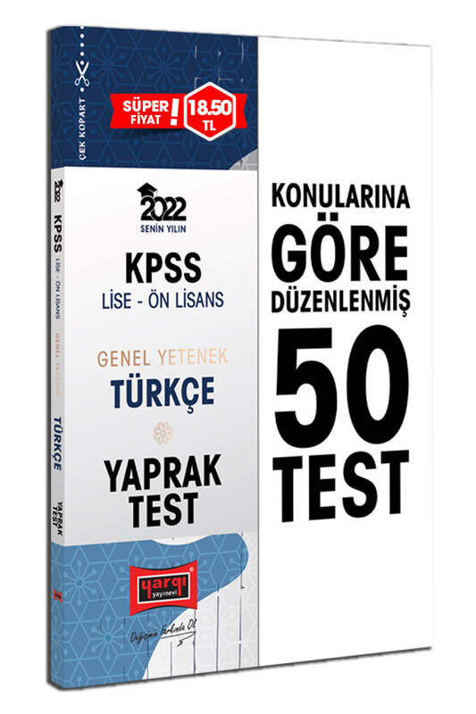 Yargı Yayınları 2022 KPSS Lise Ön Lisans Genel Yetenek Türkçe Yaprak Test