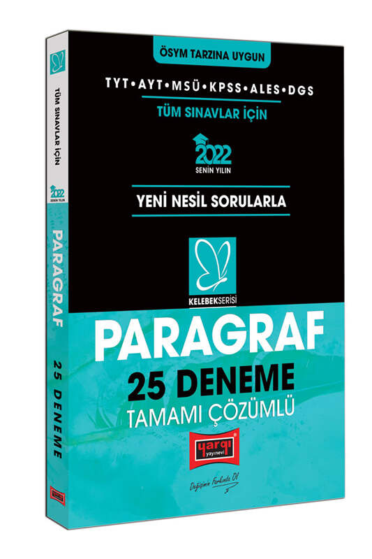 Yargı Yayınları 2022 TYT AYT MSÜ KPSS ALES DGS Kelebek Serisi Paragraf Tamamı Çözümlü 25 Deneme