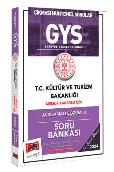 Yargı Yayınları 2024 GYS Kültür ve Turizm Bakanlığı Memur Kadrosu İçin Açıklamalı Çözümlü Soru Bankası - 1