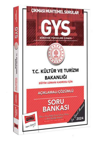 Yargı Yayınları 2024 GYS Kültür ve Turizm Bakanlığı Eğitim Uzmanı Kadrosu İçin Açıklamalı Çözümlü Soru Bankası - 1