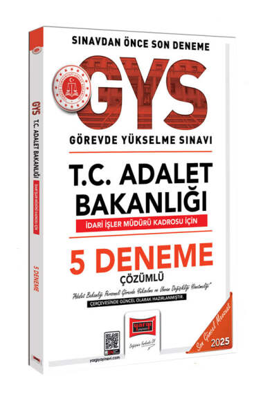 Yargı Yayınları 2025 T.C Adalet Bakanlığı İdari İşler Müdürü Kadrosu İçin Çözümlü 5 Deneme - 1