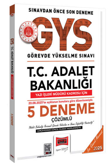 Yargı Yayınları 2025 T.C Adalet Bakanlığı Yazı İşleri Müdürü Kadrosu İçin 5 Deneme (Güncel Baskı) - 1