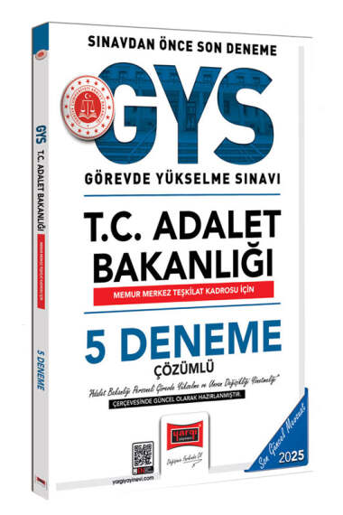 Yargı Yayınları 2025 T.C. Adalet Bakanlığı Memur Merkez Teşkilat Kadrosu İçin Çözümlü 5 Deneme - 1