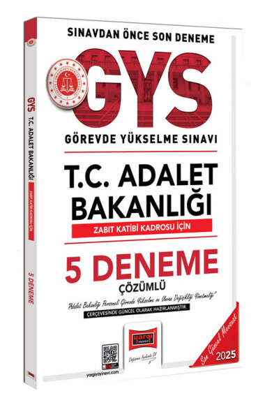 Yargı Yayınları 2025 T.C. Adalet Bakanlığı Zabıt Katibi Kadrosu İçin Çözümlü 5 Deneme - 1