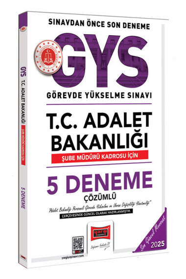 Yargı Yayınları 2025 T.C. Adalet Bakanlığı Şube Müdürü Kadrosu İçin Çözümlü 5 Deneme - 1