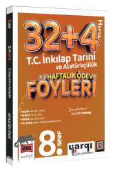Yargı Ders Arkadaşım 8.Sınıf T.C. İnkılap Tarihi ve Atatürkçülük 32+4 Haftalık Ödev Föyleri - Yargı Yayınları
